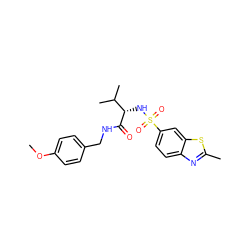 COc1ccc(CNC(=O)[C@@H](NS(=O)(=O)c2ccc3nc(C)sc3c2)C(C)C)cc1 ZINC000020326109