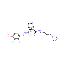 COc1ccc(CNC(=O)[C@@H]2[C@@H]3C=C[C@H]([C@H]2C(=O)NCCCCN2CCCC2)C32CC2)c(F)c1F ZINC000168395399