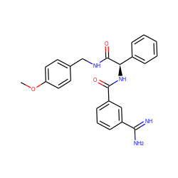 COc1ccc(CNC(=O)[C@H](NC(=O)c2cccc(C(=N)N)c2)c2ccccc2)cc1 ZINC000027849346