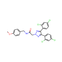 COc1ccc(CNC(=O)Cn2nc(-c3ccc(Cl)cc3Cl)c(-c3ccc(Cl)cc3Cl)n2)cc1 ZINC000049867432