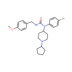 COc1ccc(CNC(=O)N(c2ccc(Br)cc2)C2CCN(C3CCCC3)CC2)cc1 ZINC000049068674