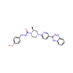 COc1ccc(CNC(=O)N2CCN(c3ccc(C(=O)Nc4ccccc4N)cn3)C[C@@H]2C)cc1 ZINC000028824497