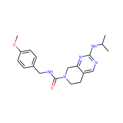 COc1ccc(CNC(=O)N2CCc3cnc(NC(C)C)nc3C2)cc1 ZINC000169331604