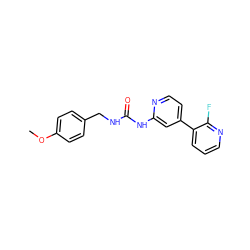 COc1ccc(CNC(=O)Nc2cc(-c3cccnc3F)ccn2)cc1 ZINC000072184198