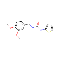 COc1ccc(CNC(=O)Nc2cccs2)cc1OC ZINC000002908182