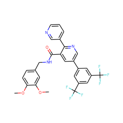 COc1ccc(CNC(=O)c2cc(-c3cc(C(F)(F)F)cc(C(F)(F)F)c3)cnc2-c2cccnc2)cc1OC ZINC000103234711