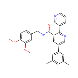 COc1ccc(CNC(=O)c2cc(-c3cc(C)cc(C)c3)cnc2-c2cccnc2)cc1OC ZINC000043198354