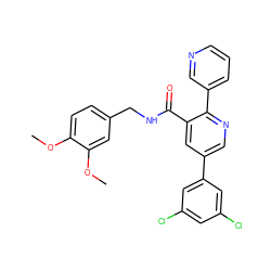 COc1ccc(CNC(=O)c2cc(-c3cc(Cl)cc(Cl)c3)cnc2-c2cccnc2)cc1OC ZINC000098176929