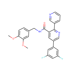 COc1ccc(CNC(=O)c2cc(-c3cc(F)cc(F)c3)cnc2-c2cccnc2)cc1OC ZINC000103234709