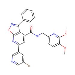 COc1ccc(CNC(=O)c2cc(-c3cncc(Br)c3)nc3onc(-c4ccccc4)c23)nc1OC ZINC000205431747