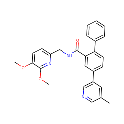 COc1ccc(CNC(=O)c2cc(-c3cncc(C)c3)ccc2-c2ccccc2)nc1OC ZINC000118601882