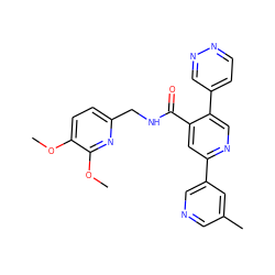 COc1ccc(CNC(=O)c2cc(-c3cncc(C)c3)ncc2-c2ccnnc2)nc1OC ZINC000299828471