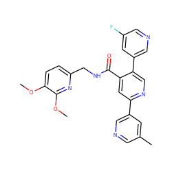 COc1ccc(CNC(=O)c2cc(-c3cncc(C)c3)ncc2-c2cncc(F)c2)nc1OC ZINC000299829256