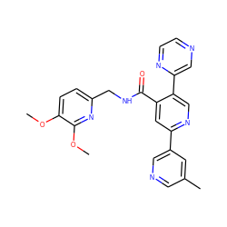 COc1ccc(CNC(=O)c2cc(-c3cncc(C)c3)ncc2-c2cnccn2)nc1OC ZINC000118427220