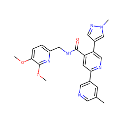 COc1ccc(CNC(=O)c2cc(-c3cncc(C)c3)ncc2-c2cnn(C)c2)nc1OC ZINC000299825737