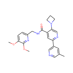 COc1ccc(CNC(=O)c2cc(-c3cncc(C)c3)ncc2N2CCC2)nc1OC ZINC000118429894