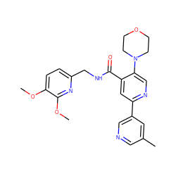 COc1ccc(CNC(=O)c2cc(-c3cncc(C)c3)ncc2N2CCOCC2)nc1OC ZINC000299829639