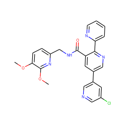 COc1ccc(CNC(=O)c2cc(-c3cncc(Cl)c3)cnc2-c2ccccn2)nc1OC ZINC000068201066