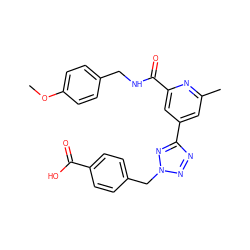 COc1ccc(CNC(=O)c2cc(-c3nnn(Cc4ccc(C(=O)O)cc4)n3)cc(C)n2)cc1 ZINC000045358080