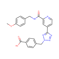 COc1ccc(CNC(=O)c2cc(-c3nnn(Cc4ccc(C(=O)O)cc4)n3)ccn2)cc1 ZINC000045364745