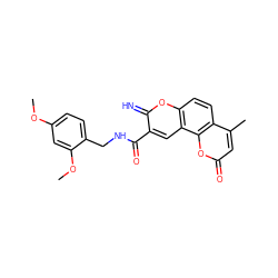 COc1ccc(CNC(=O)c2cc3c(ccc4c(C)cc(=O)oc43)oc2=N)c(OC)c1 ZINC000653810135