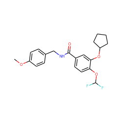 COc1ccc(CNC(=O)c2ccc(OC(F)F)c(OC3CCCC3)c2)cc1 ZINC000473146752