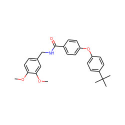 COc1ccc(CNC(=O)c2ccc(Oc3ccc(C(C)(C)C)cc3)cc2)cc1OC ZINC000013551597