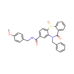 COc1ccc(CNC(=O)c2ccc3c(c2)N(Cc2ccccc2)C(=O)c2ccccc2[S@@+]3[O-])cc1 ZINC000008597191