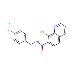 COc1ccc(CNC(=O)c2ccc3cccnc3c2O)cc1 ZINC000040584408