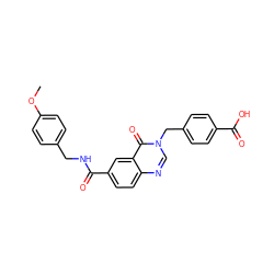 COc1ccc(CNC(=O)c2ccc3ncn(Cc4ccc(C(=O)O)cc4)c(=O)c3c2)cc1 ZINC000029133337