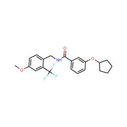 COc1ccc(CNC(=O)c2cccc(OC3CCCC3)c2)c(C(F)(F)F)c1 ZINC001529193865