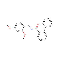 COc1ccc(CNC(=O)c2ccccc2-c2ccccc2)c(OC)c1 ZINC000043747371