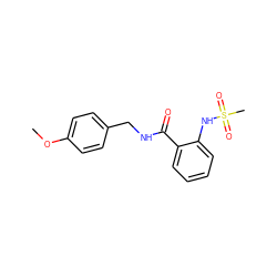 COc1ccc(CNC(=O)c2ccccc2NS(C)(=O)=O)cc1 ZINC000004756915