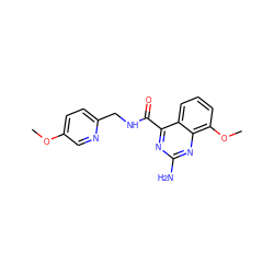 COc1ccc(CNC(=O)c2nc(N)nc3c(OC)cccc23)nc1 ZINC001772639355