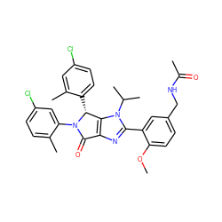 COc1ccc(CNC(C)=O)cc1-c1nc2c(n1C(C)C)[C@@H](c1ccc(Cl)cc1C)N(c1cc(Cl)ccc1C)C2=O ZINC000169705391