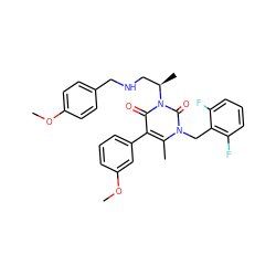 COc1ccc(CNC[C@@H](C)n2c(=O)c(-c3cccc(OC)c3)c(C)n(Cc3c(F)cccc3F)c2=O)cc1 ZINC000026997452