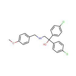 COc1ccc(CNCC(O)(c2ccc(Cl)cc2)c2ccc(Cl)cc2)cc1 ZINC000020365342