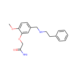 COc1ccc(CNCCc2ccccc2)cc1OCC(N)=O ZINC000002863732