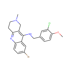 COc1ccc(CNc2c3c(nc4ccc(Br)cc24)CCN(C)C3)cc1Cl ZINC000205305455