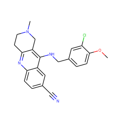 COc1ccc(CNc2c3c(nc4ccc(C#N)cc24)CCN(C)C3)cc1Cl ZINC000205305483