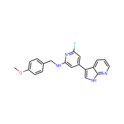 COc1ccc(CNc2cc(-c3c[nH]c4ncccc34)cc(F)n2)cc1 ZINC000063539723