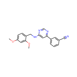 COc1ccc(CNc2cc(-c3cccc(C#N)c3)ncn2)c(OC)c1 ZINC000004265794