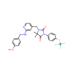 COc1ccc(CNc2cc(CN3C(=O)N(c4ccc(SC(F)(F)F)cc4)C(=O)C3(C)C)ccn2)cc1 ZINC000071318588