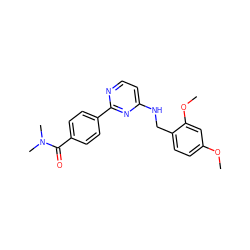 COc1ccc(CNc2ccnc(-c3ccc(C(=O)N(C)C)cc3)n2)c(OC)c1 ZINC000004265893