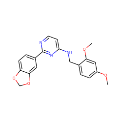 COc1ccc(CNc2ccnc(-c3ccc4c(c3)OCO4)n2)c(OC)c1 ZINC000004266784