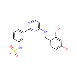 COc1ccc(CNc2ccnc(-c3cccc(NS(C)(=O)=O)c3)n2)c(OC)c1 ZINC000004239232