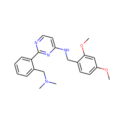 COc1ccc(CNc2ccnc(-c3ccccc3CN(C)C)n2)c(OC)c1 ZINC000004266062