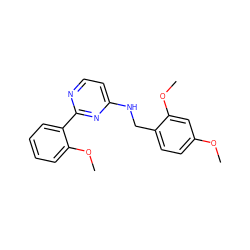 COc1ccc(CNc2ccnc(-c3ccccc3OC)n2)c(OC)c1 ZINC000004239296