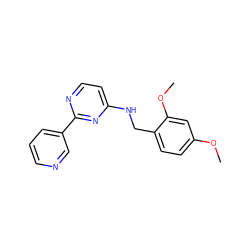 COc1ccc(CNc2ccnc(-c3cccnc3)n2)c(OC)c1 ZINC000004264678