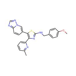 COc1ccc(CNc2nc(-c3cccc(C)n3)c(-c3ccc4ncnn4c3)s2)cc1 ZINC000084740328